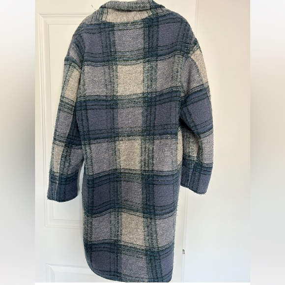 Isabel Marant Etoile navy blue plaid wool overcoat, size FR 38, slight pilling - Picture 5 of 5